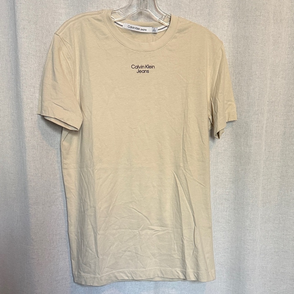 Calvin Klein Jeans Short Sleeve Crewneck T-Shirt in Light Beige
